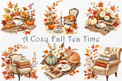 Fall Tea Time Clipart Set, 30 PNG Product Image 5