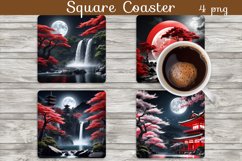 Square Coaster &quot;Japanese Landscape&quot; - 4 png Product Image 1