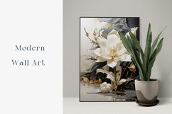 Abstract Gold White Lilies, Printable Paper, 20 jpg Product Image 5