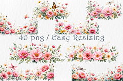 Watercolor Peonies and Anemones Set, 40 png Product Image 5