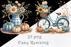 Blue Pumpkin Cottage Clipart Set, 25 PNG Product Image 5