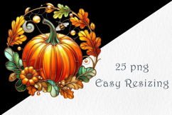 Pumpkin Stained Glass Clipart 25 png Product Image 5