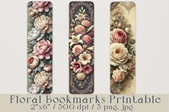 Floral Bookmarks Design Printable, 3 png, jpg Product Image 1