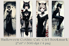 Gothic Cat Girl Bookmarks, 4 png Product Image 1