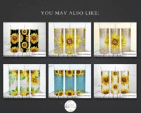 Sunflower Tumbler Sublimation Design on Black, Tumbler Wrap Product Image 5
