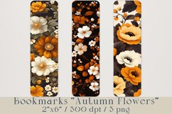 Autumn Flowers Digital Bookmarks , 3 png files Product Image 1