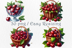 Cherry Clipart Watercolor, 30 png Product Image 5