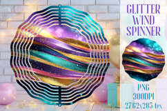 Glitter Wind Spinner Sublimation. Teal Violet Golden Waves Product Image 1