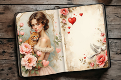 Vintage Valentine Junk Journal Pages, 24 jpg Product Image 6