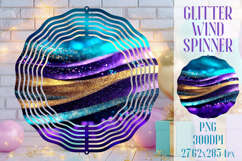 Glitter Wind Spinner Sublimation. Teal Violet Golden Waves Product Image 1