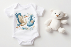 Stork and Baby Boy Shower Clipart, 25 PNG Product Image 6