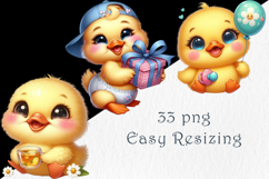 Cute Baby Duckling Boy Clipart, 33 PNG Product Image 6
