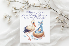 Stork and Baby Boy Shower Clipart, 25 PNG Product Image 7