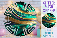 Glitter Wind Spinner Sublimation. Emerald Gold Waves Spinner Product Image 1