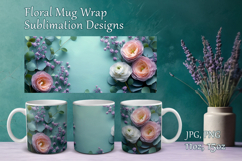 Paper Flowers Mug Sublimation. Floral Design Cup Mug Wrap Product Image 1