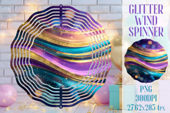 Glitter Wind Spinner Sublimation. Teal Violet Golden Waves Product Image 1