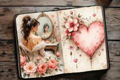 Vintage Valentine Junk Journal Pages, 24 jpg Product Image 8