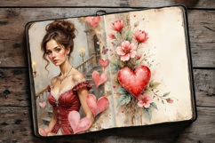 Vintage Valentine Junk Journal Pages, 24 jpg Product Image 9