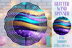 Glitter Wind Spinner Sublimation. Teal Violet Golden Waves Product Image 1