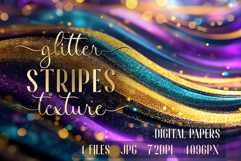 Golden Bright Wave Stripes backgrounds|Glitter Digital Paper Product Image 1