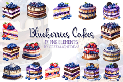 Blueberries Cakes Clipart, Blueberries Desserts Graphics Product Image 1
