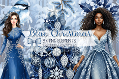 Blue Winter Christmas Clipart, Cold Christmas Graphics PNG Product Image 1