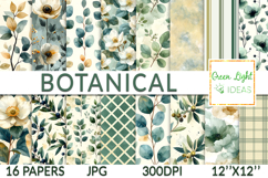 Botanical Greenery Seamless Patterns, Eucalyptus Backgrounds Product Image 1