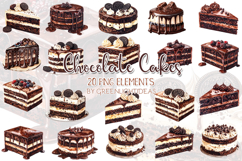 Chocolate Cakes Clipart, Chocolate Desserts Graphics Product Image 1
