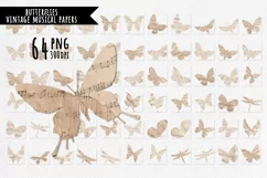Butterflies silhouettes with vintage music paper texture Product Image 1