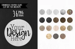 Classic Wood Farmhouse Round Signs for Mockup. Clip Art PNG Product Image 1