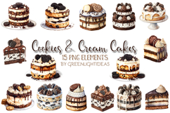 Cookies and Cream Cakes Clipart, Chocolate Desserts PNG Product Image 1
