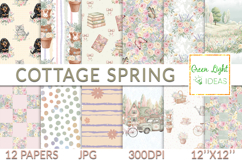 Cottage Spring Seamless Patterns, Floral Garden Backgrounds Product Image 1