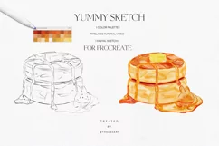 Kawaii Pancakes Sketch & Color palette for Procreate Product Image 2