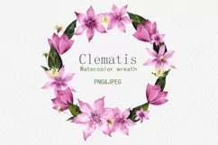 Watercolor flower wreath clipart. Sublimation designs PNG Product Image 1