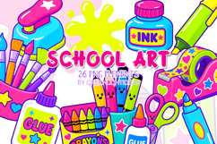 School Art Clipart, Back To School Graphics, Stationery PNG Product Image 1