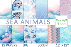 Sea Animals Digital Papers, Ocean Backgrounds, Under The Sea Product Image 1
