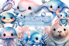 Cute Sea Animals Clipart, Ocean Creatures Graphics Product Image 1