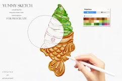Matcha Taiyaki Sketch & Color palette for Procreate Product Image 2