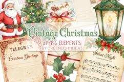 Vintage Christmas Junk Journal Ephemera, Holidays Clipart Product Image 1