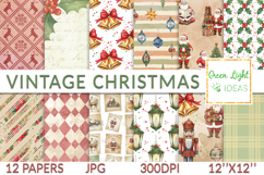 Vintage Christmas Digital Papers, Holidays Backgrounds Product Image 1