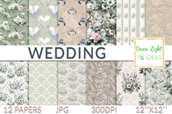 Elegant Wedding Floral Digital Papers, Bridal Patterns Product Image 1
