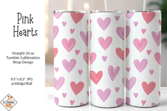 Pink Hearts Tumbler Sublimation Wrap Product Image 1