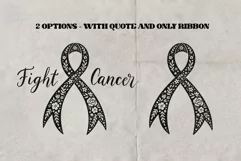 Cancer Awareness Floral Ribbon SVG, Fight Cancer Quote SVG Product Image 2