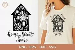 Home Sweet Home SVG, Flowers in House Silhouette Print SVG Product Image 3