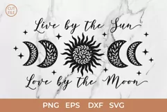 Live By The Sun Love By The Moon SVG, Floral Sun & Moon SVG Product Image 1