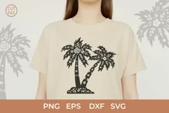 Summer Palm Tree SVG, Boho Floral SVG, Floral Palm Trees DXF Product Image 1