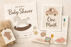 Minimalist Scandinavian Wooden Baby Toys Clipart Set Product Image 5