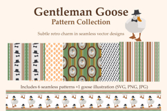 Cute Retro Animal Gentleman Goose Seamless Pattern Set Product Image 1