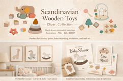 Minimalist Scandinavian Wooden Baby Toys Clipart Set Product Image 1