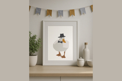Cute Retro Animal Gentleman Goose Seamless Pattern Set Product Image 4